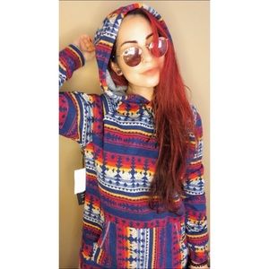 Tribal design hoodie size medium wool inside